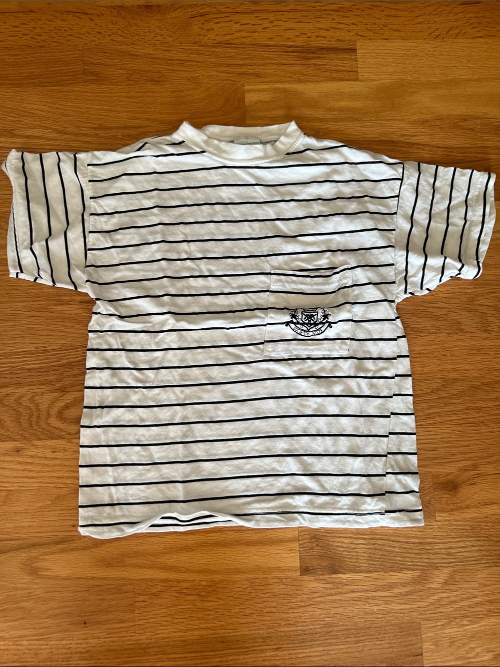 Vintage Honors Girls Classic White & Black Striped Short-Sleeve girls 10-12 top